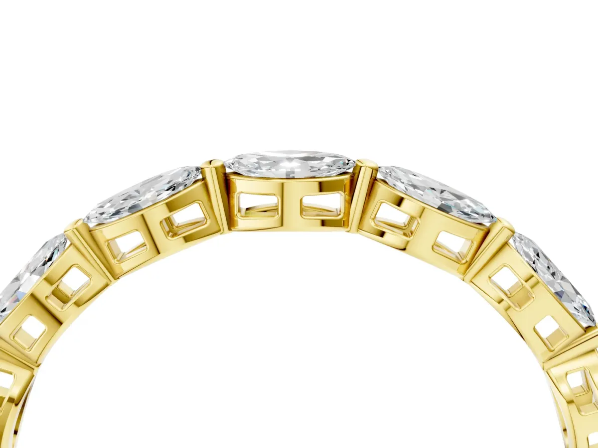 Marquise Diamond Eternity Band with U-Prong Setting Yellow gold