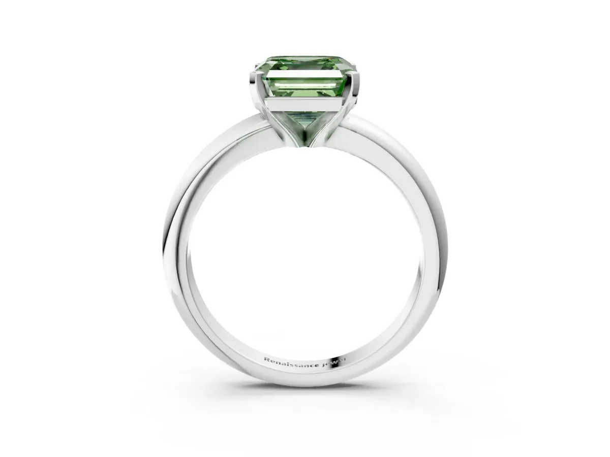 Asscher Cut Diamond Bezel Set Pavé Dome Mens Ring Yellow gold