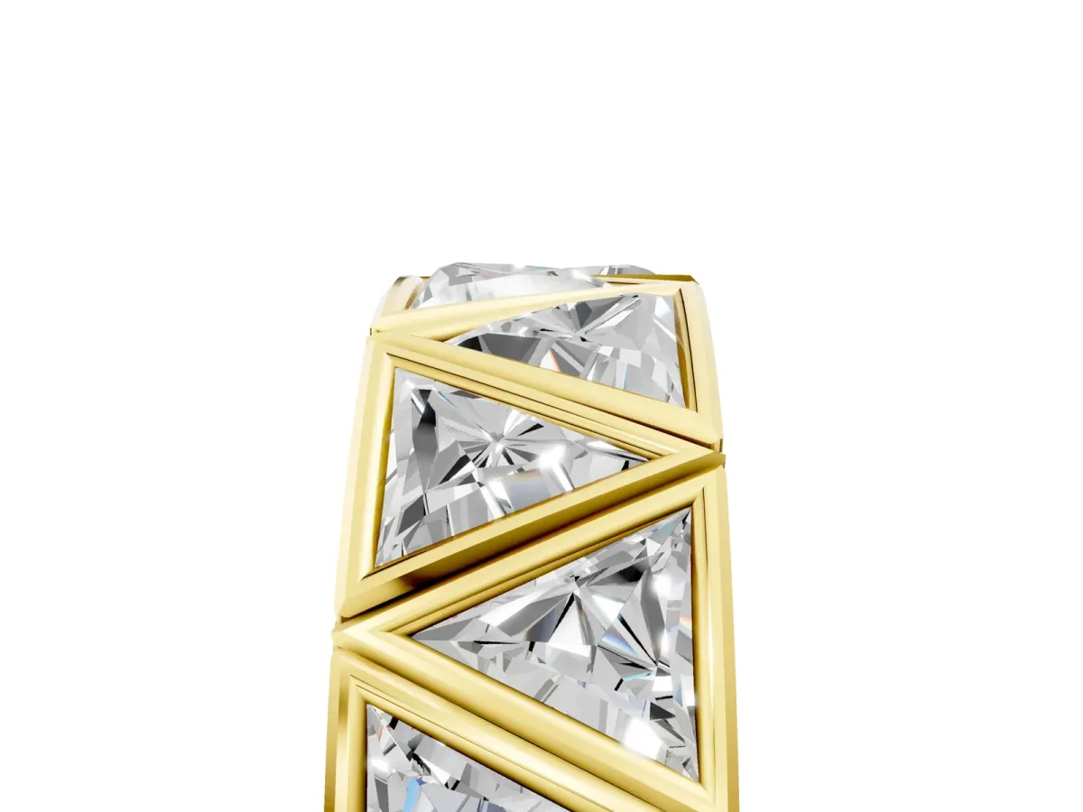 Triangle Diamond Geometric Mens Band Yellow gold
