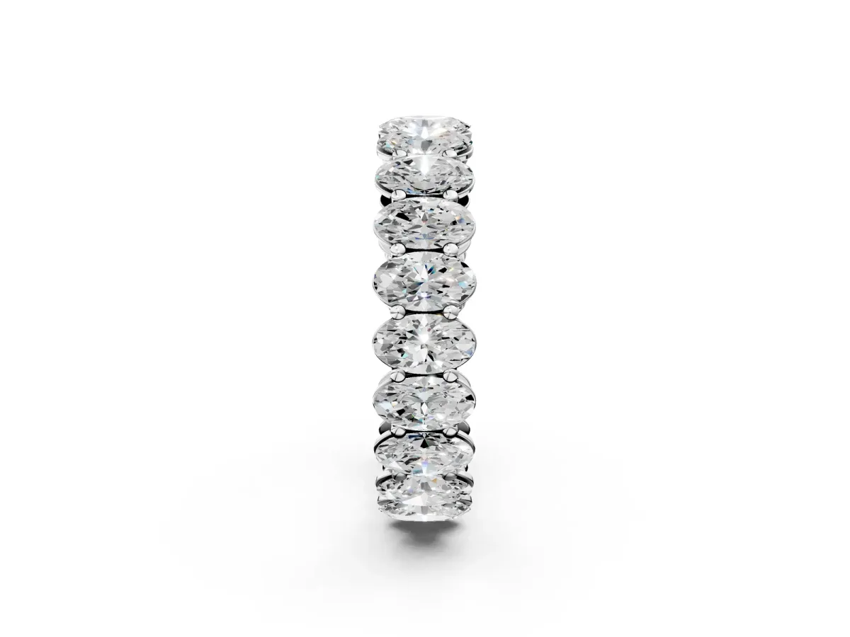 Oval Cut Diamond Eternity Band with Shared Prong Setting Platinum