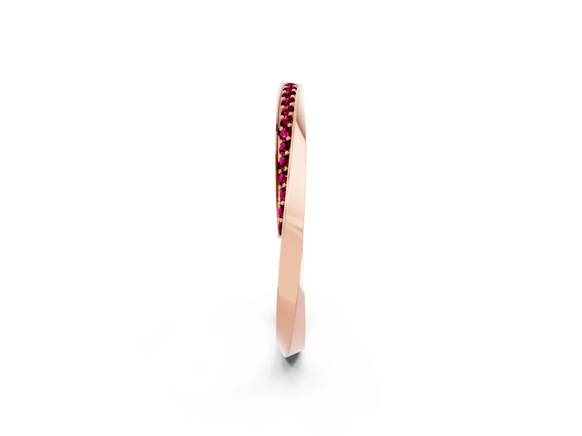 Pavé Round Garnet Twist Band Rose gold