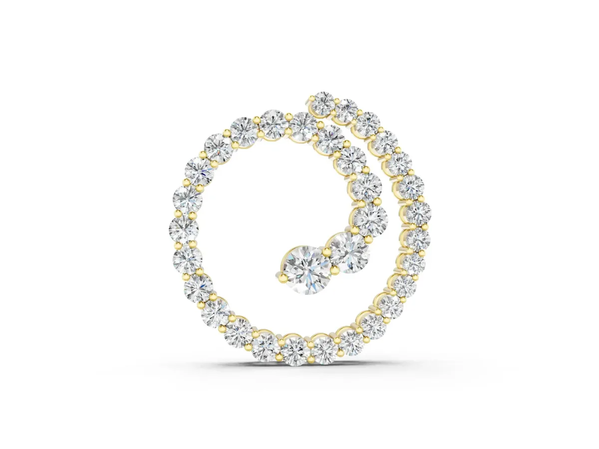 Round Diamond Spiral Pendant with Prong Setting Yellow gold