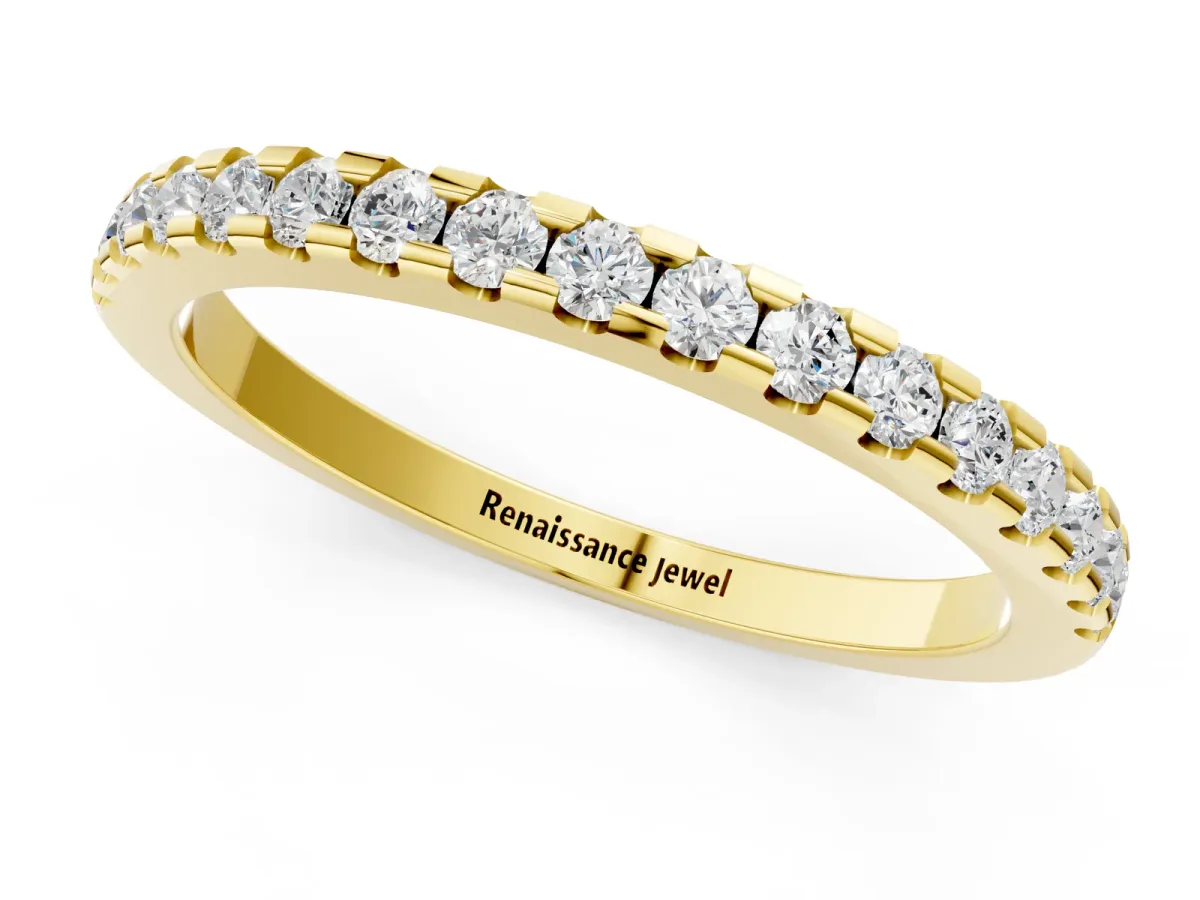 Round Diamond Pavé Set Eternity Band with Micro Prong Setting Yellow gold