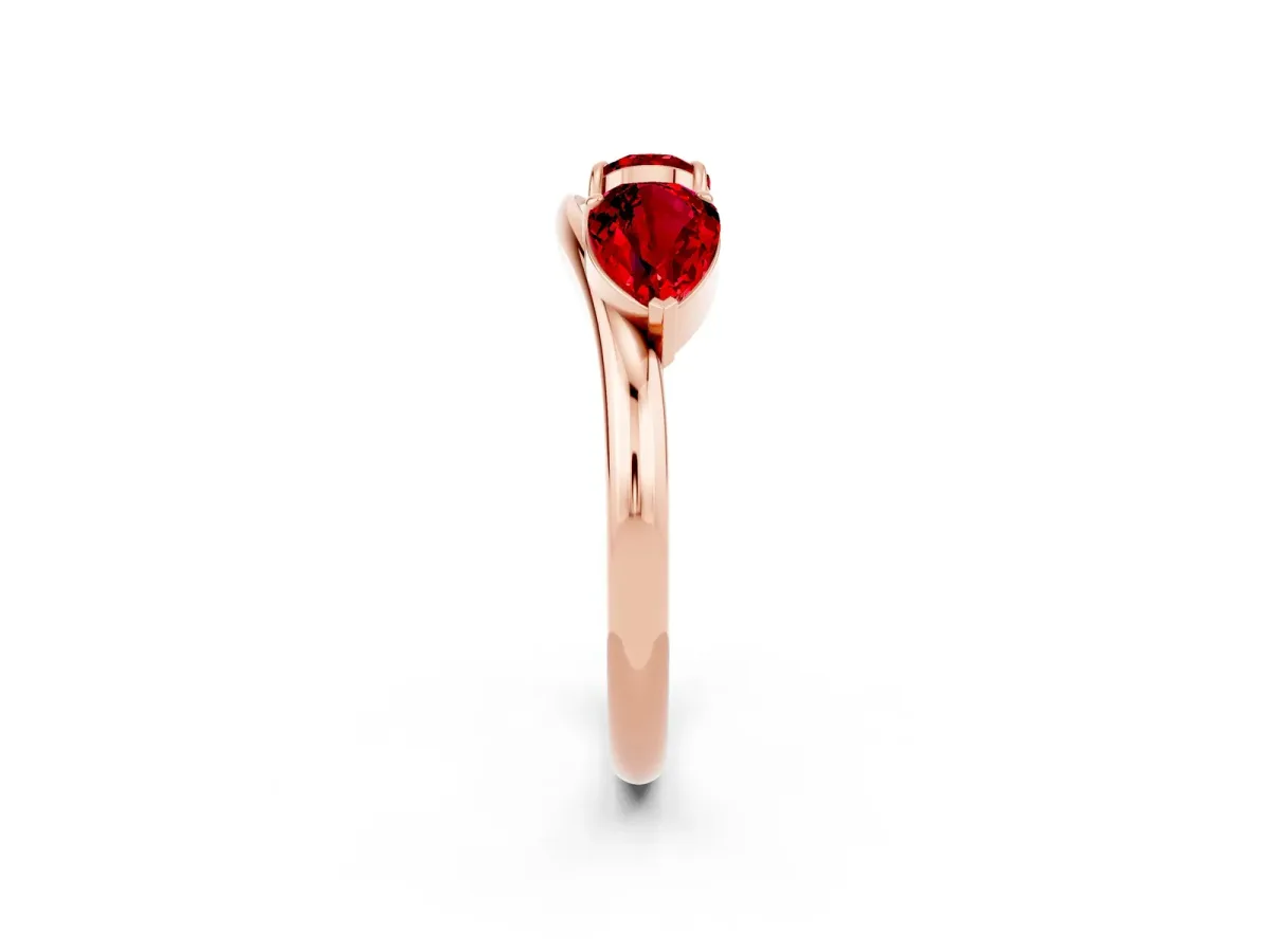 Two-Stone Pear Ruby Bypass Ring with Prong Setting Rose gold