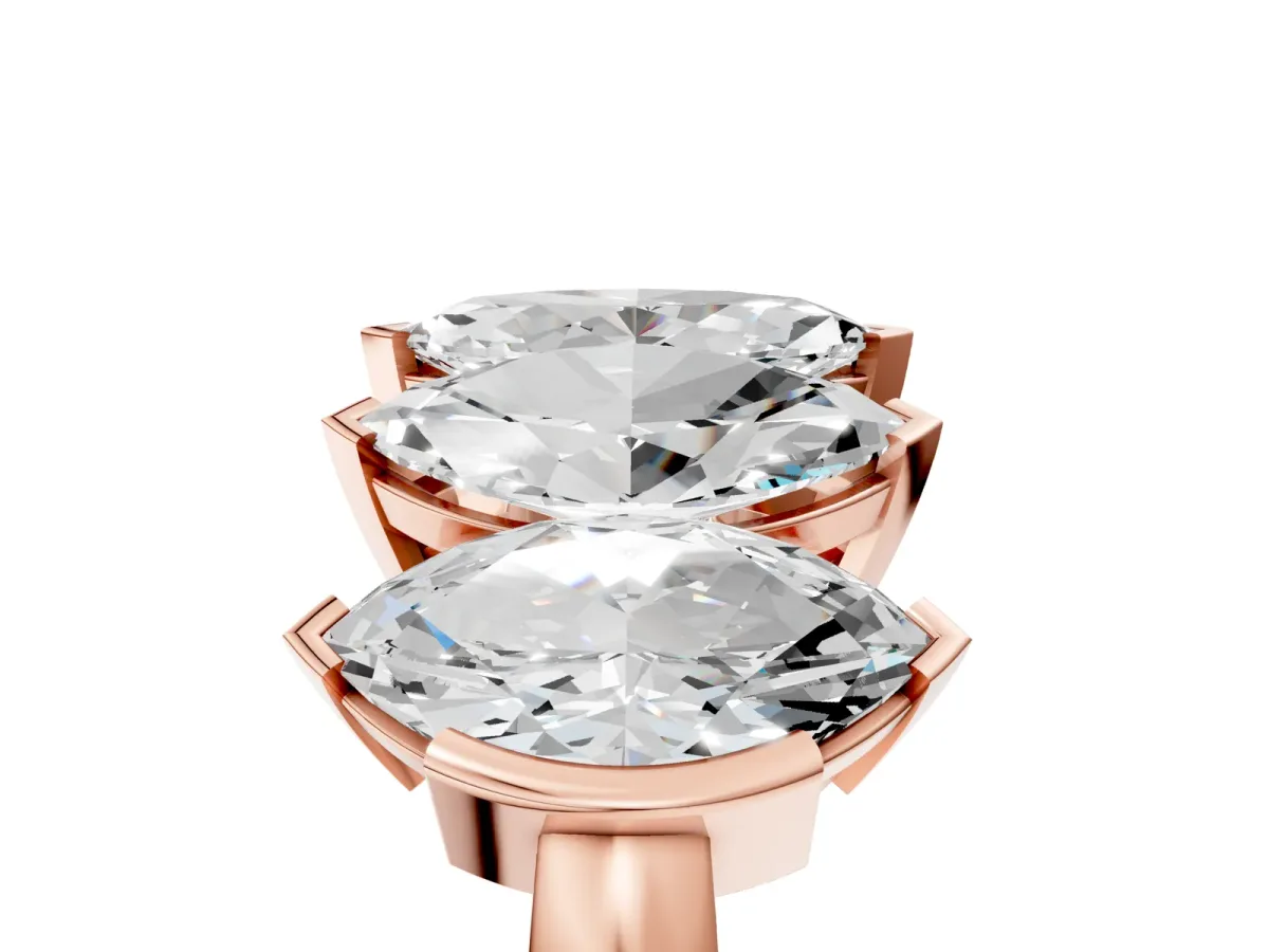 Five Stone Marquise Diamond Prong Set White Gold Band Rose gold