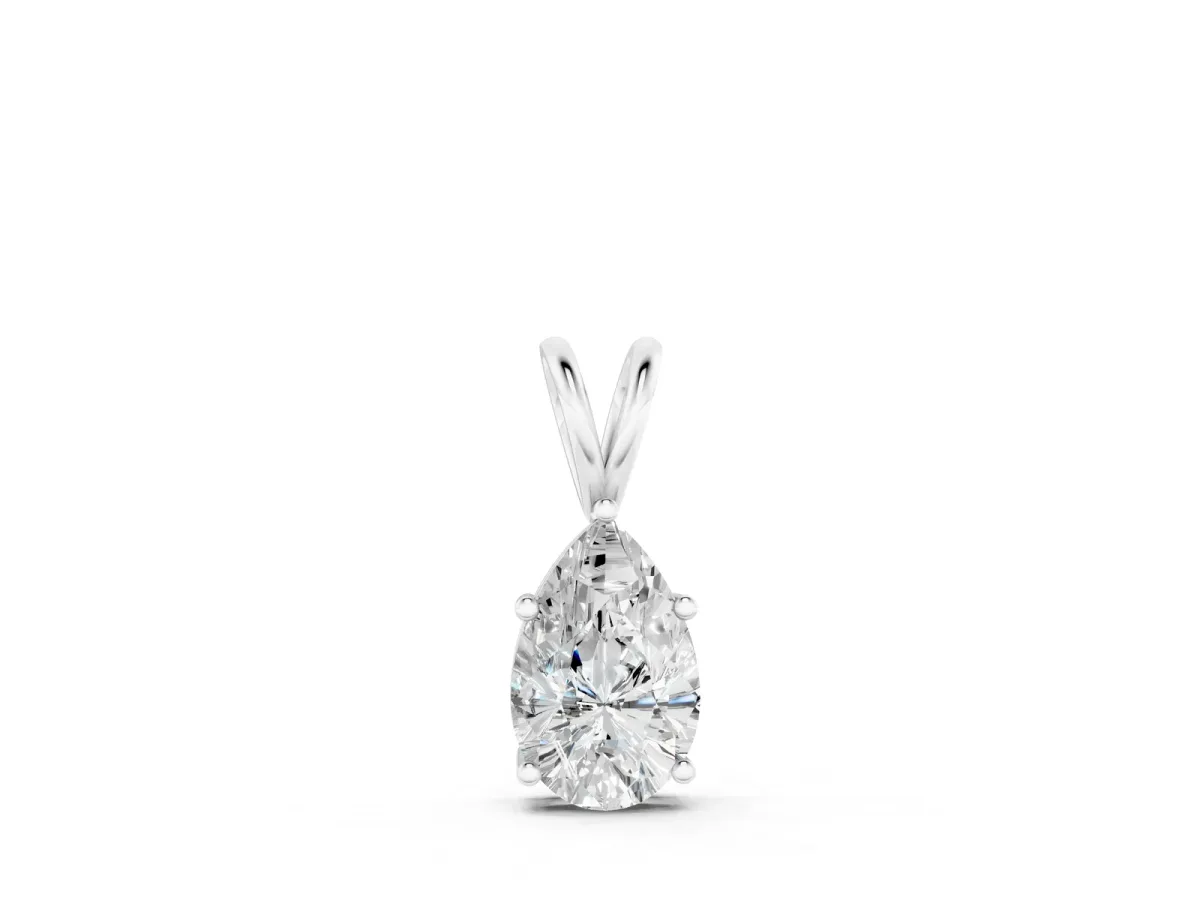 Pear Cut Solitaire Pendant with Three-Prong Setting Silver