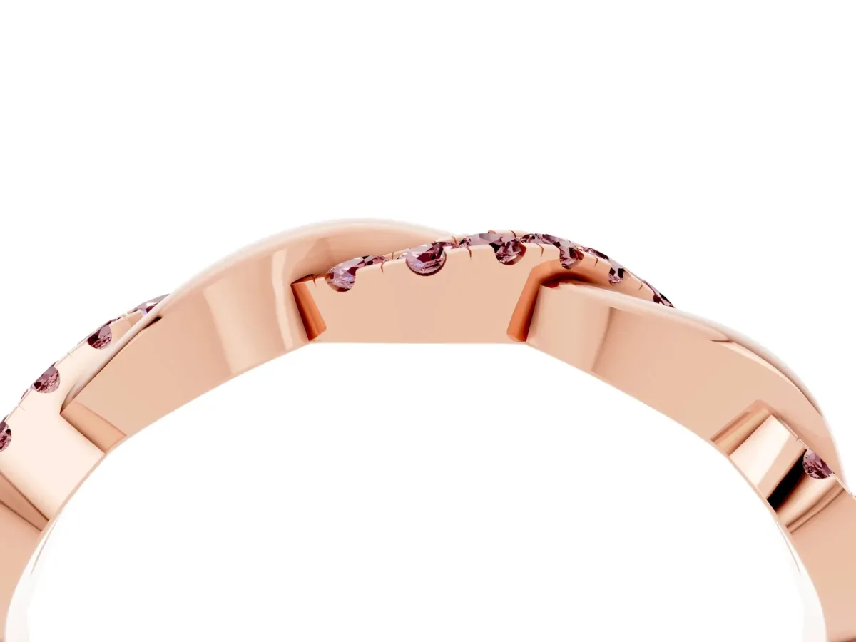 Pavé Round Morganite Twist Eternity Band with Shared Prong Setting Rose gold