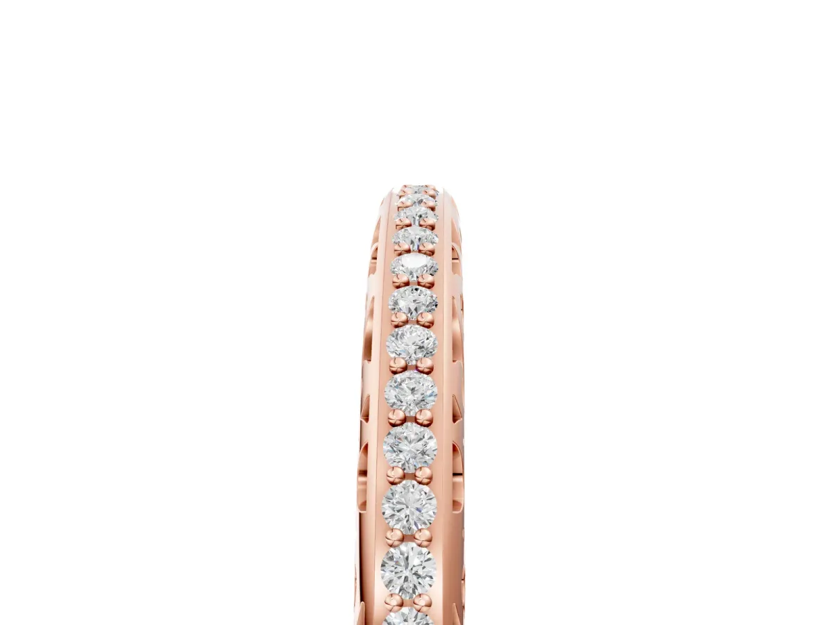 Round Diamond Channel-Set Eternity Band with Filigree Detailing Rose gold