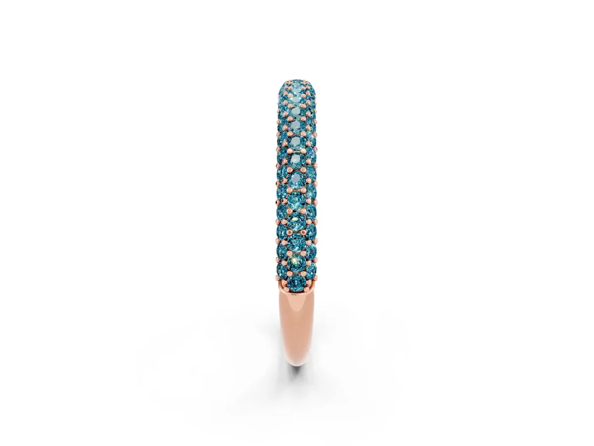 Round Blue Topaz Pavé Eternity Band with Shared Prong Setting Rose gold