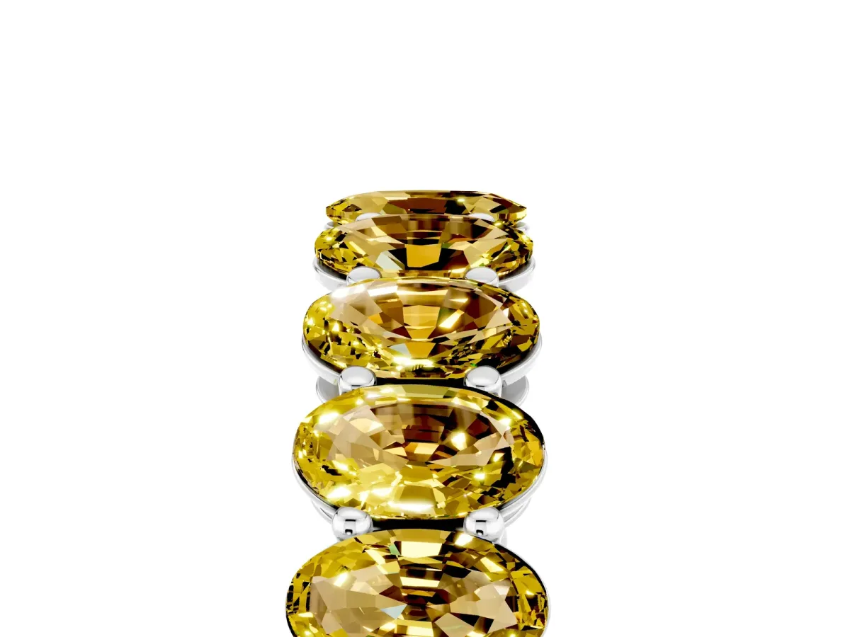 Oval Cut Yellow Sapphire Eternity Band with Shared Prong Setting Silver