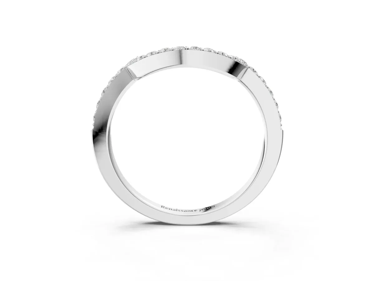 U-Shaped Pavé Round Diamond Contour Band Platinum