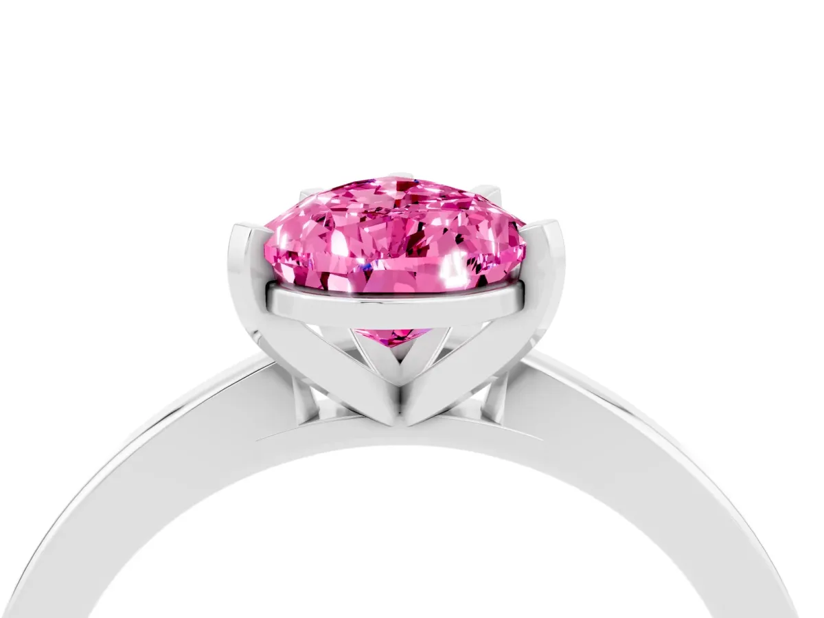 Pear Cut Pink Sapphire Solitaire Engagement Ring with Classic Band and Four-Prong Setting Platinum