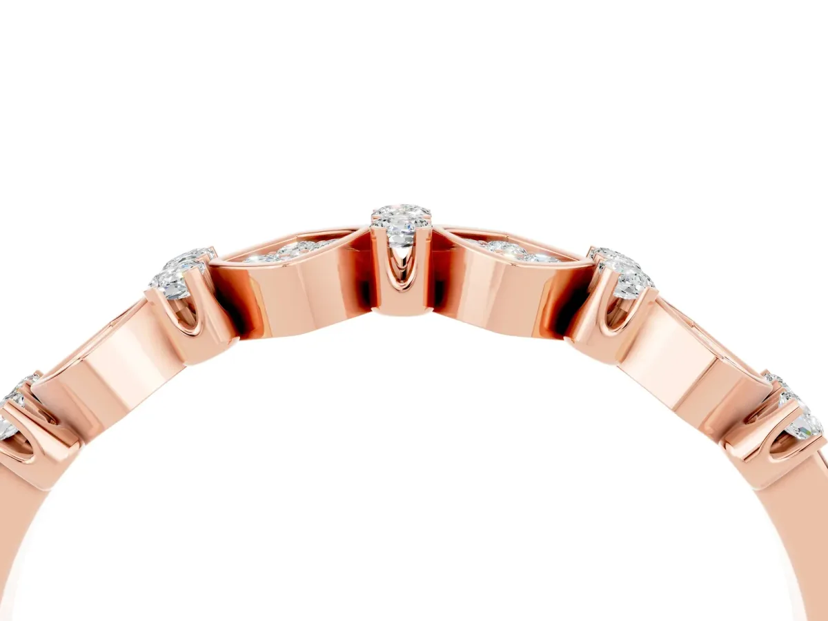 Pavé Cushion Moissanite Cluster Eternity Band with Prong Setting Rose gold