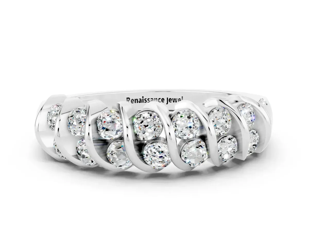 Channel Set Round Moissanite Multi-Row Band Platinum