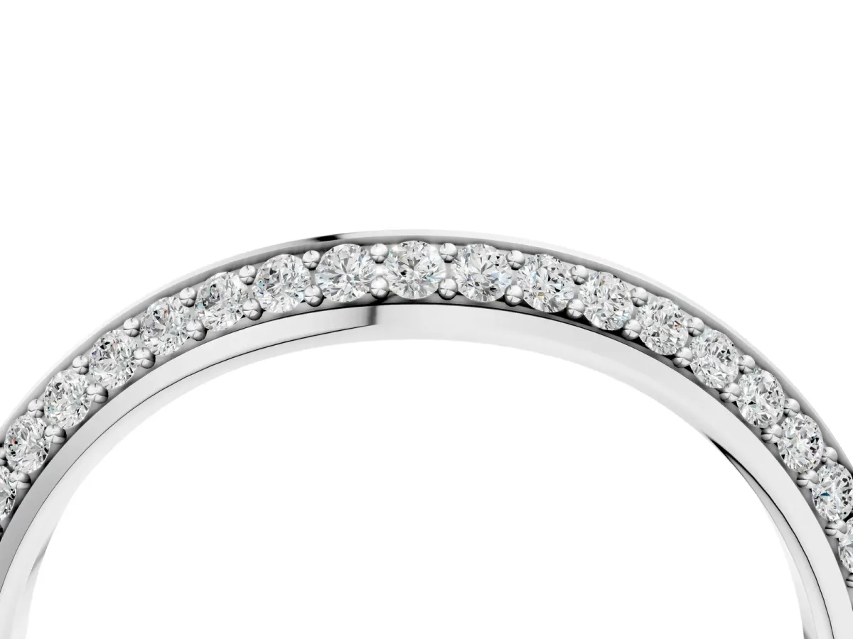 Pavé Round Diamond Wave Band with Shared Prong Setting White gold