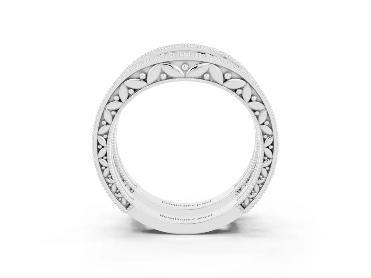 Round Garnet Milgrain Eternity Band with Channel Setting Platinum