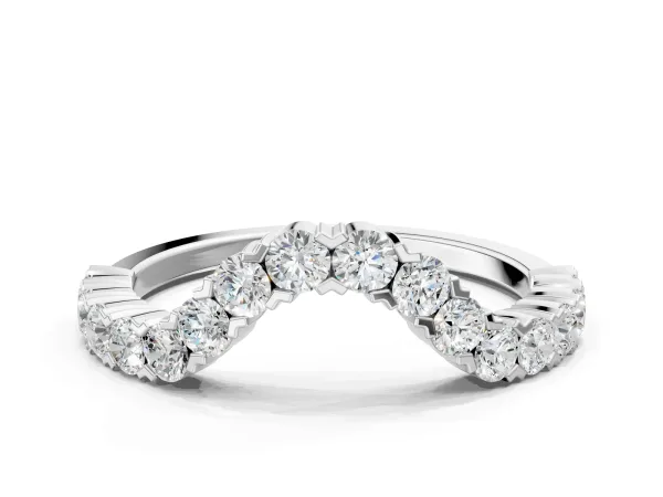 V-Shaped Diamond Round Cut Pavé Band with Prong Setting White gold