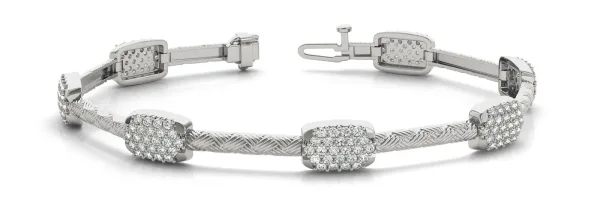 Pavé Round Diamond Cable Bracelet with Box Clasp White gold