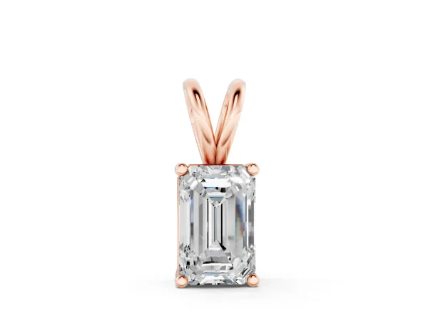 Emerald Cut Solitaire Pendant with Four-Prong Setting Rose gold