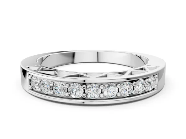 Channel-Set Round Diamond Eternity Band with Shared Prong Setting White gold