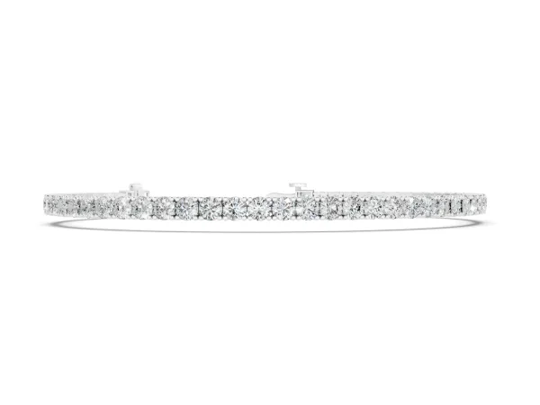 Round Diamond Tennis Bracelet with Prong Setting in White Gold Silver