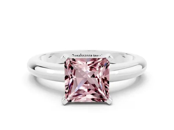 Radiant Diamond Engagement Ring with Pear and Round Side Stones Silver