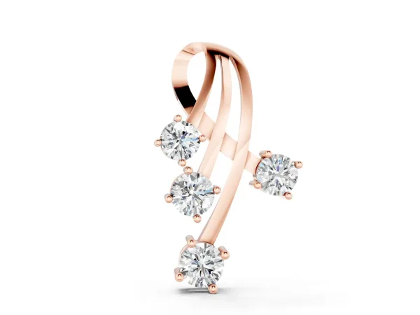 Four-Stone Round Diamond Prong-Set Pendant Rose gold