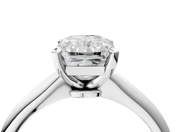 Radiant Cut Diamond Solitaire Engagement Ring with Classic Band and Four-Prong Setting White gold