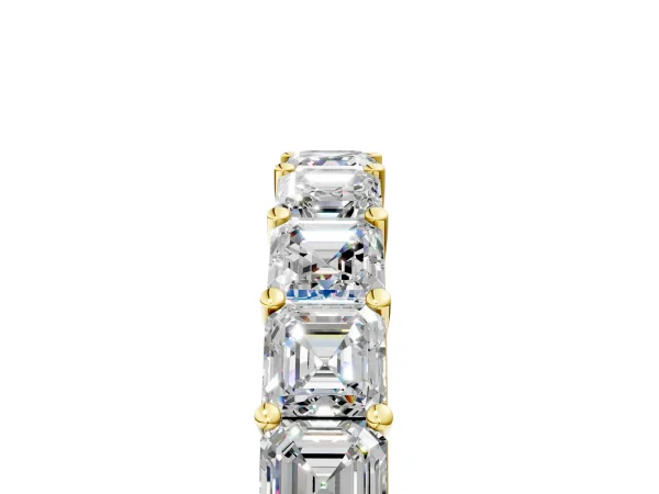 Asscher Cut Half Eternity Band with Shared Prong Setting Yellow gold