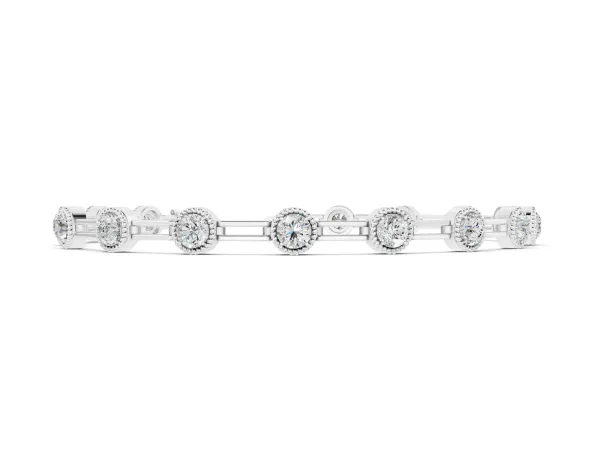 Round Bezel-Set Diamond Tennis Bracelet with Open Link Band Silver