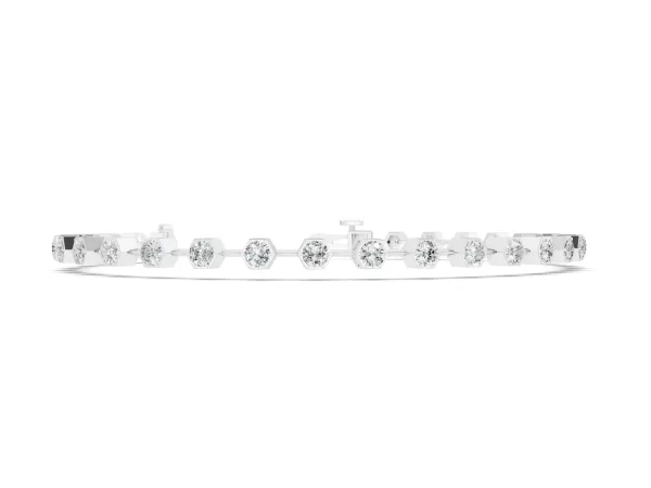 Hexagon Bezel Round Diamond Tennis Bracelet White gold