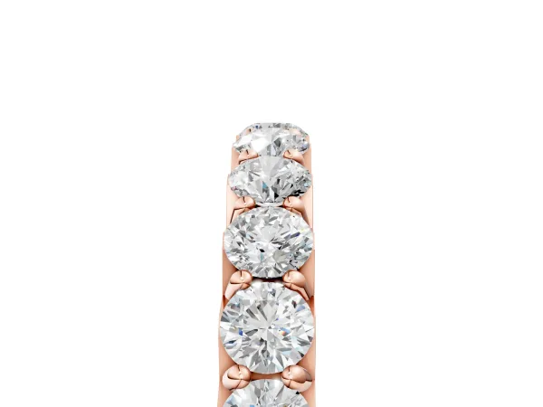 Round Diamond Half Eternity Band with Classic Prong Setting Rose gold