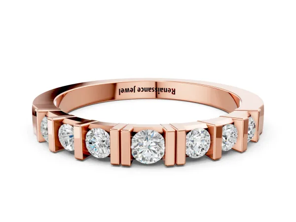 Round Channel Set Diamond Half Eternity Band Rose gold