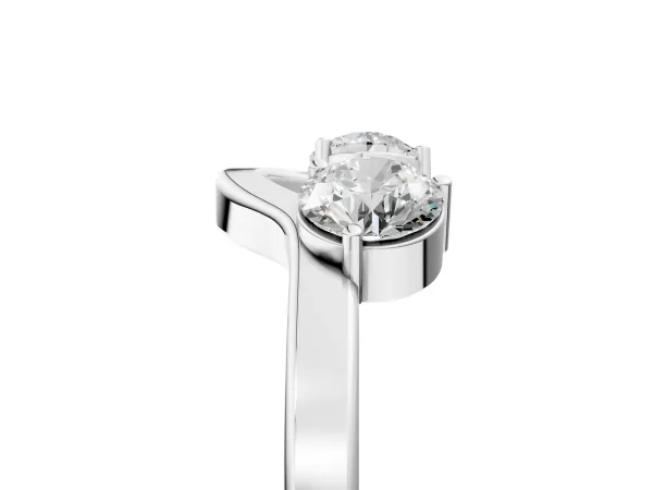 Dual Round Diamond Open Band Ring with Prong Setting White gold