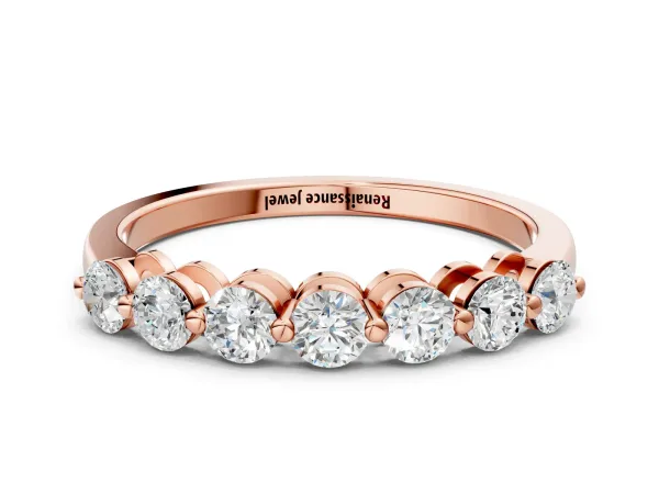 Round Cut Diamond Prong Set Half Eternity Band Rose gold