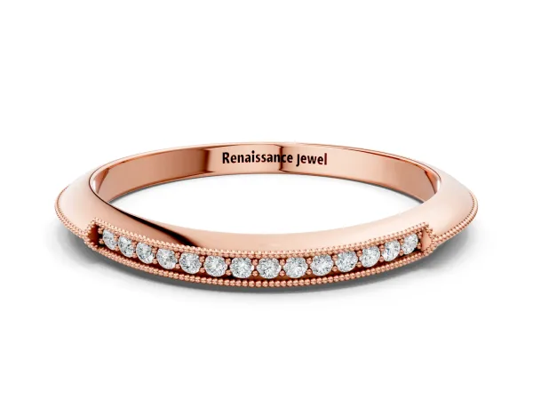 Milgrain Round Diamond Pavé Set Half Eternity Band Rose gold