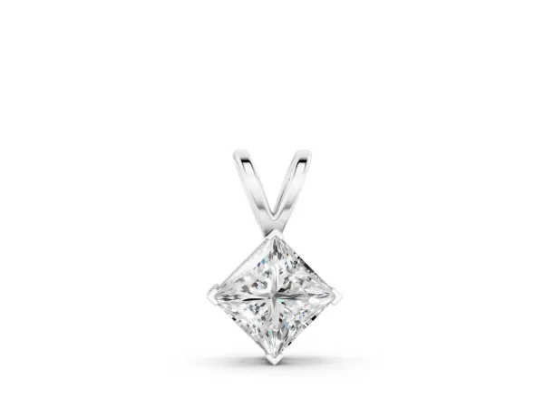 Princess Cut Bezel Set Pendant Silver