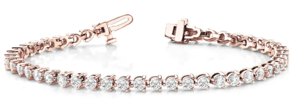 Round Cut Diamond Tennis Bracelet with Prong Setting Rose gold
