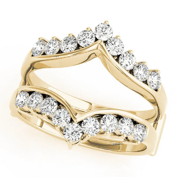 Round Diamond Chevron Eternity Band with Prong Setting Yellow gold