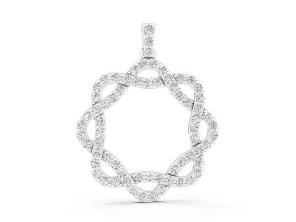 Round Diamond Pavé Infinity Pendant with Prong Setting White gold