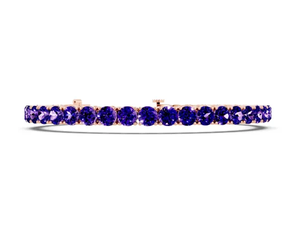 Round Brilliant Tanzanite Tennis Bracelet with Prong Setting Rose gold