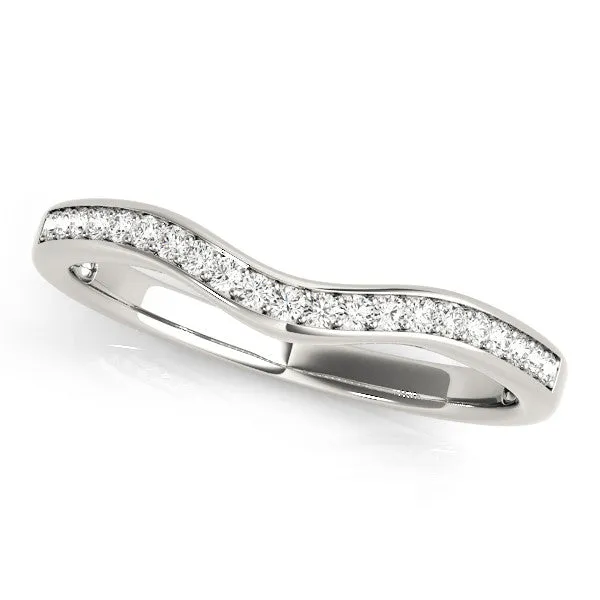Diamond Pavé Round Stone Contour Band White gold