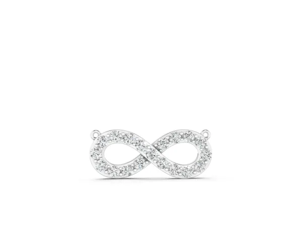 Infinity Pendant with Round Cut Diamonds in Pavé Setting Silver