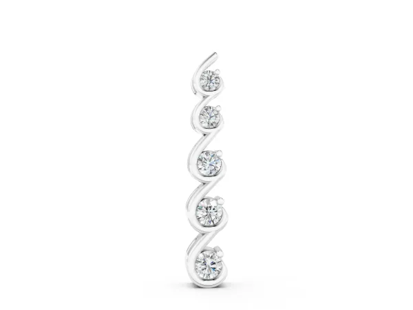 Round Diamond S-Curve Prong Pendant Silver