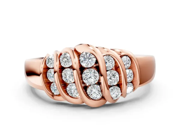 Round Diamond Multi-Row Crossover Band Rose gold