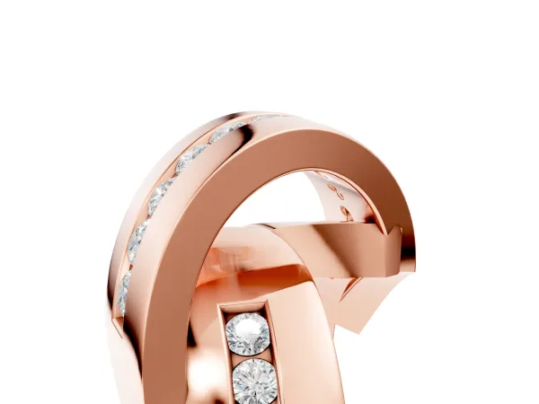 Pavé Round Diamond Crossover Band with Channel Setting Rose gold