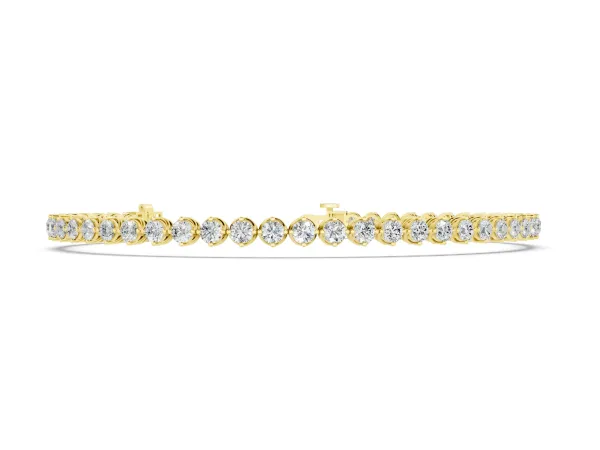 Round Cut Diamond Tennis Bracelet with Prong Setting and Twisted Band Yellow gold