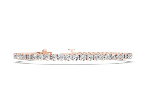 Round Diamond Tennis Bracelet with Prong Setting and Box Clasp Rose gold