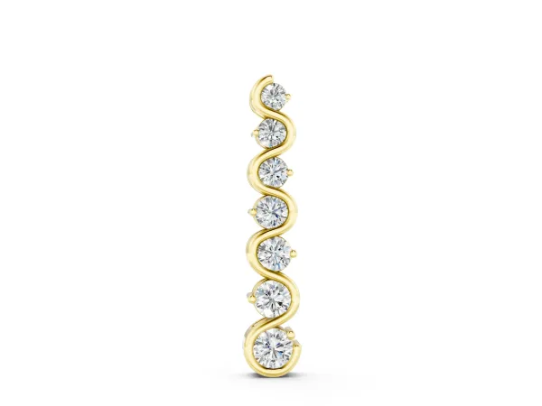 Round Diamond S-Curve Prong Set Pendant Yellow gold
