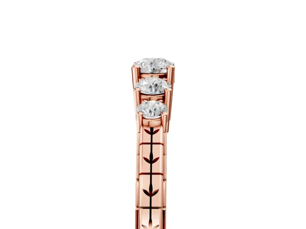 Five-Stone Round Cut Diamond Prong Set Eternity Band Rose gold